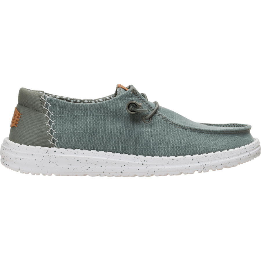 Dark Olive Wendy Chambray Grid - Side - HEYDUDE