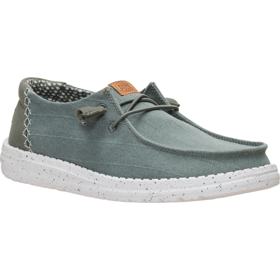 Dark Olive Wendy Chambray Grid - Angle - HEYDUDE