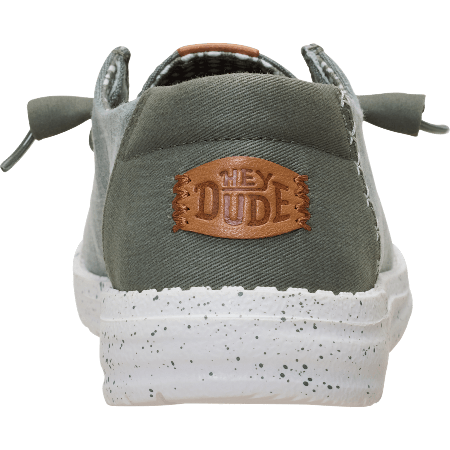 Dark Olive Wendy Chambray Grid - Back - HEYDUDE