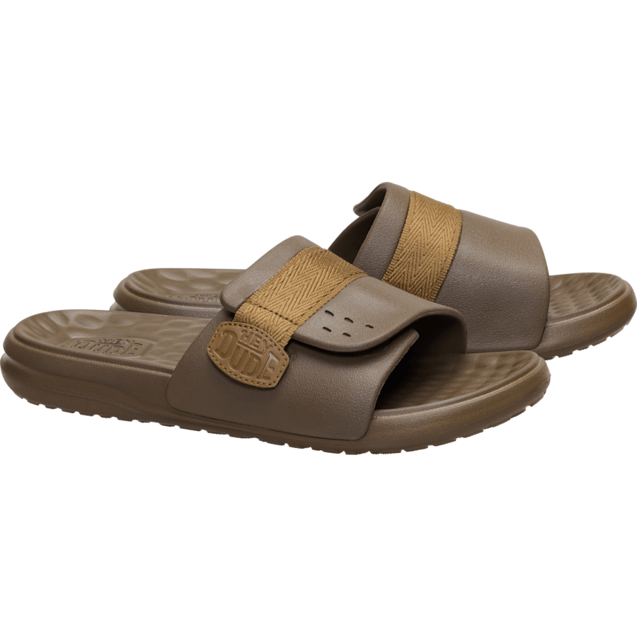 Teak Brown Wave ALT Slide - Pair - HEYDUDE