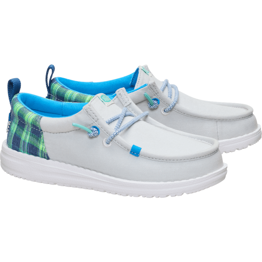 Grey / Multi Wally Funk Youth Prep Plaid - Pair - HEYDUDE