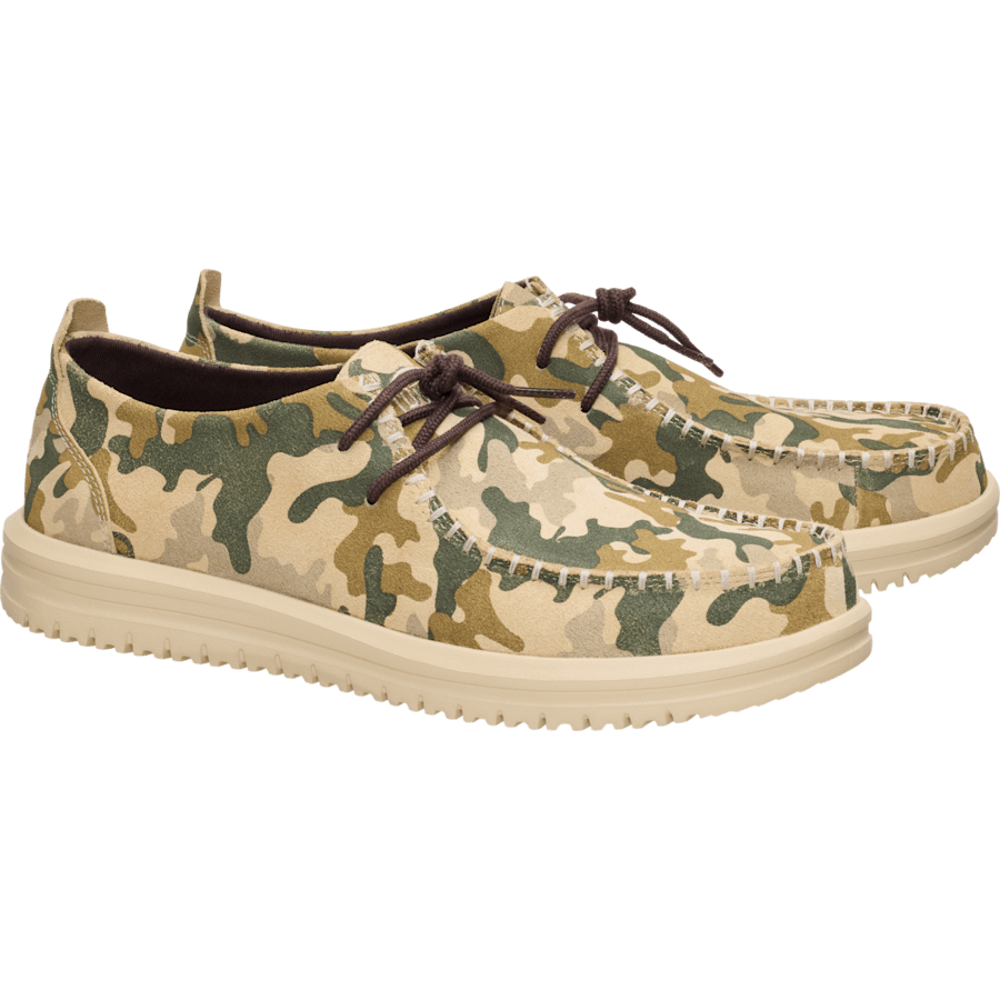 Boulder Tan/Multi Wally Moc Suede - Pair - HEYDUDE