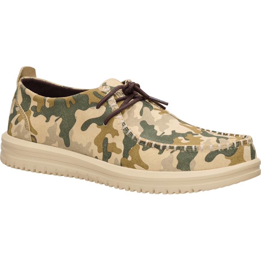 Boulder Tan/Multi Wally Moc Suede - Angle - HEYDUDE