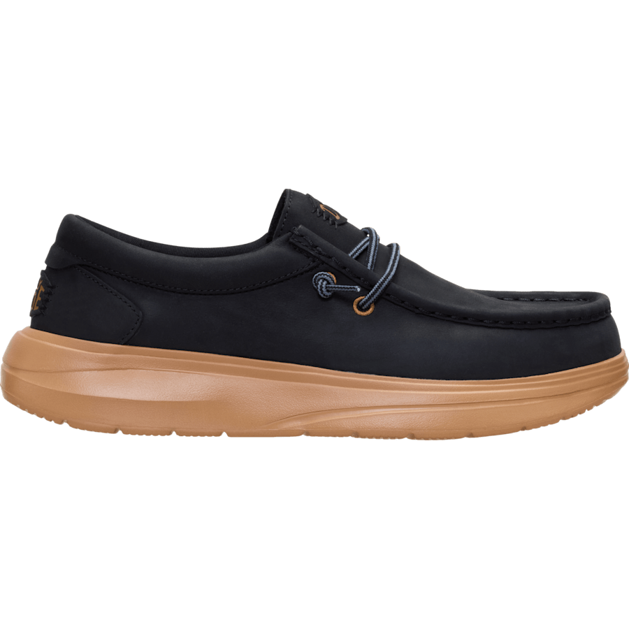 Black / Tobacco Brown Wally COMF Full Grain Leather - Côté - HEYDUDE
