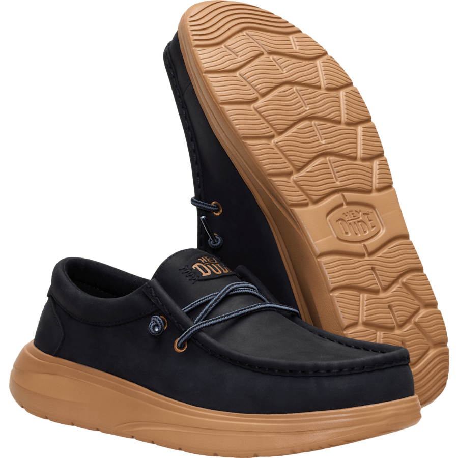 Black / Tobacco Brown Wally COMF Full Grain Leather - Dessous - HEYDUDE