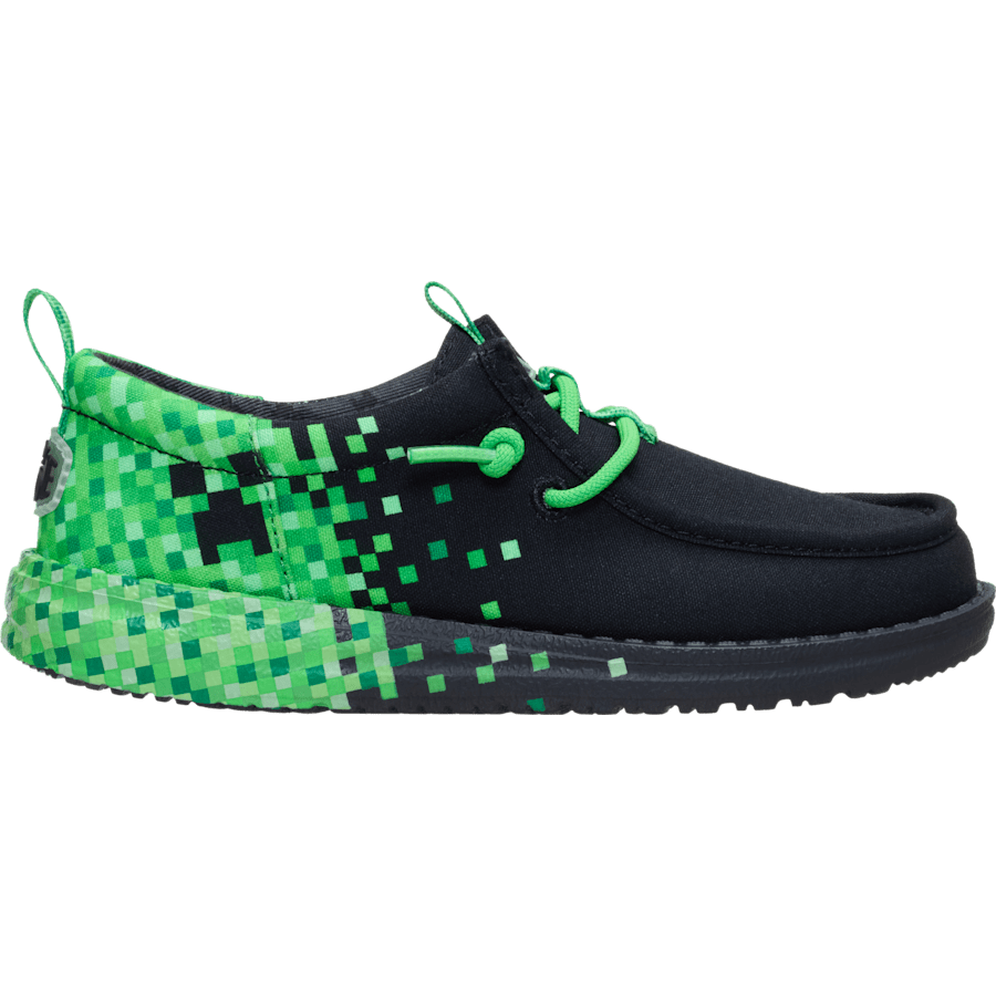 Black/Green Glow Wally Funk Youth x Minecraft Creeper - Side - HEYDUDE