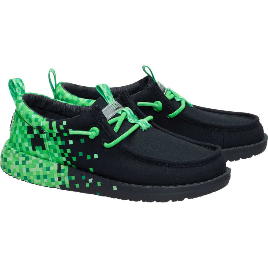Black/Green Glow Wally Funk Youth x Minecraft Creeper - Pair - HEYDUDE