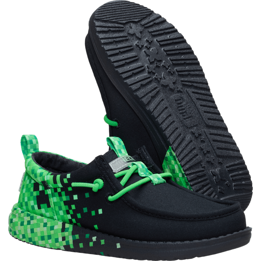 Black/Green Glow Wally Funk Youth x Minecraft Creeper - Bottom - HEYDUDE