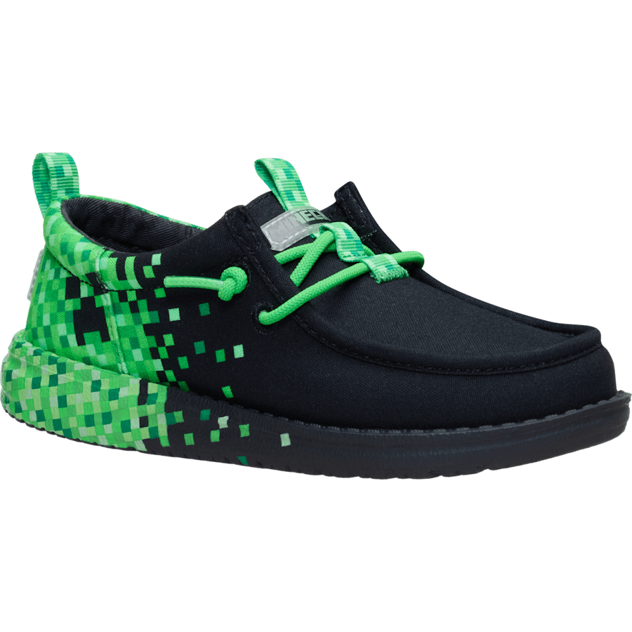 Black/Green Glow Wally Funk Youth x Minecraft Creeper - Angle - HEYDUDE