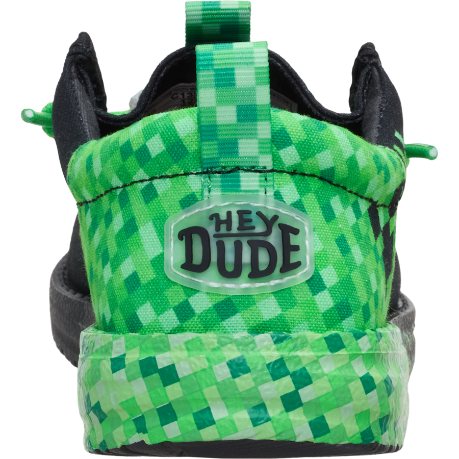 Black/Green Glow Wally Funk Youth x Minecraft Creeper - Back - HEYDUDE