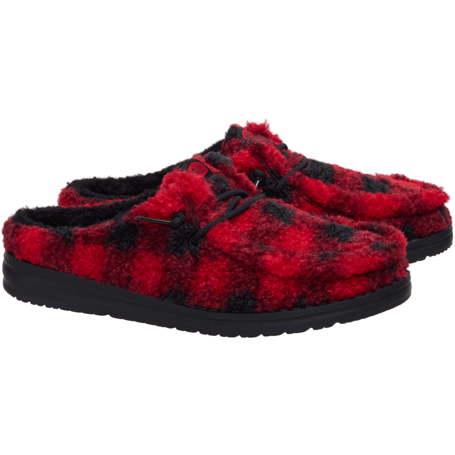 Flame Scarlet / Black Wendy Slipper Buffalo Plaid - Pair - HEYDUDE