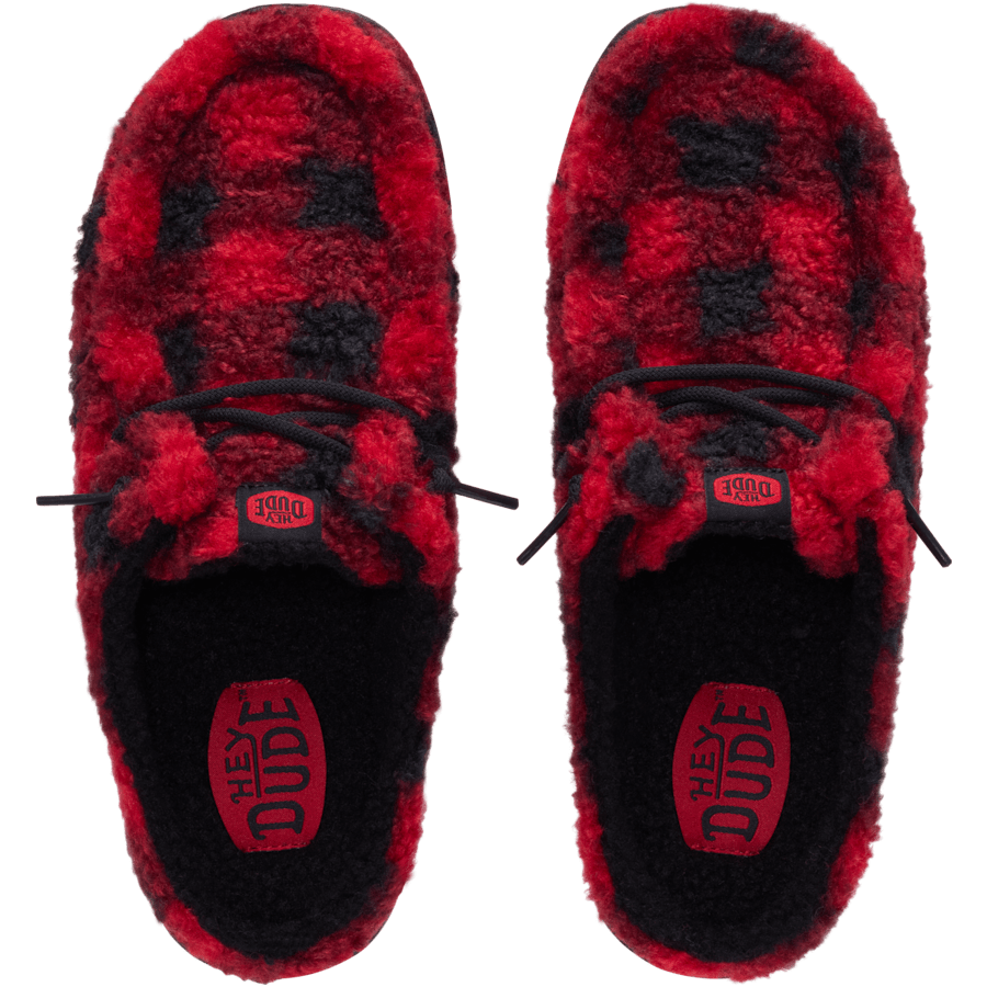 Flame Scarlet / Black Wendy Slipper Buffalo Plaid - Top - HEYDUDE