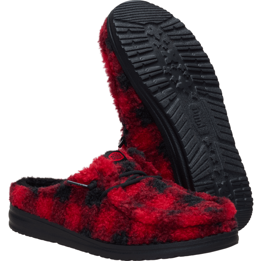 Flame Scarlet / Black Wendy Slipper Buffalo Plaid - Bottom - HEYDUDE