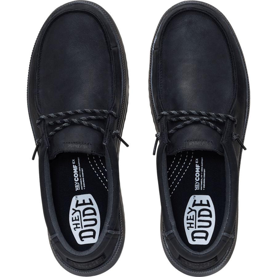 Black / Black REV Tumbled Leather - Dessus - HEYDUDE