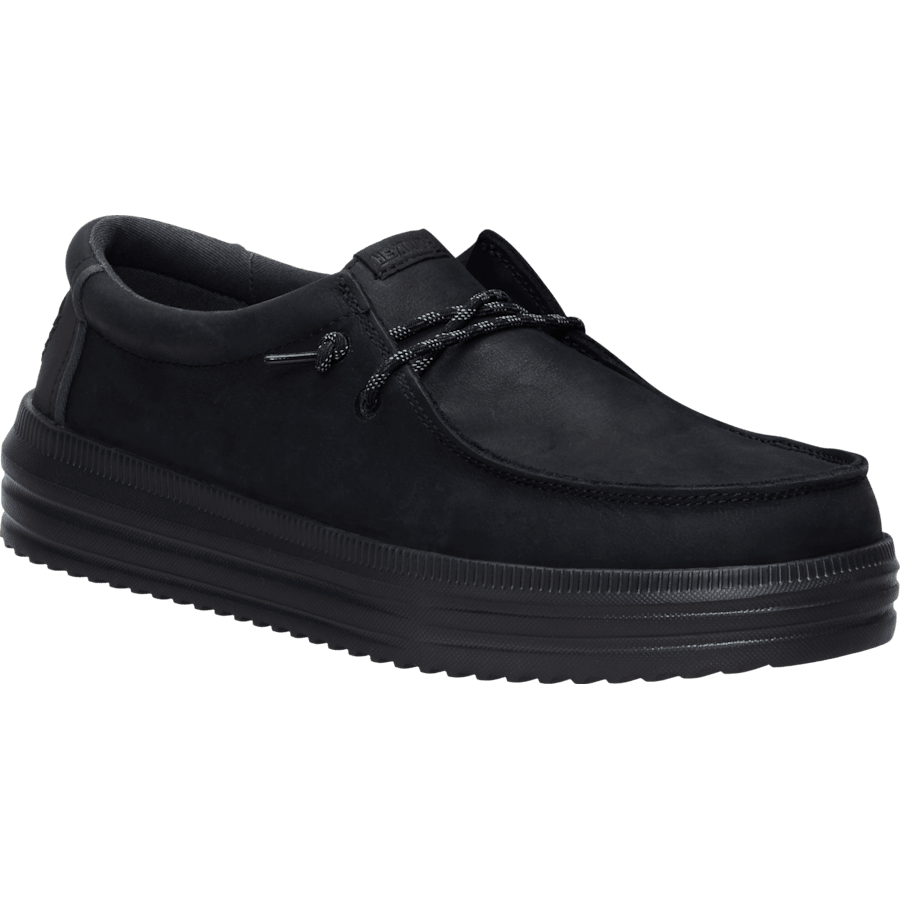 Black / Black REV Tumbled Leather - Angle - HEYDUDE