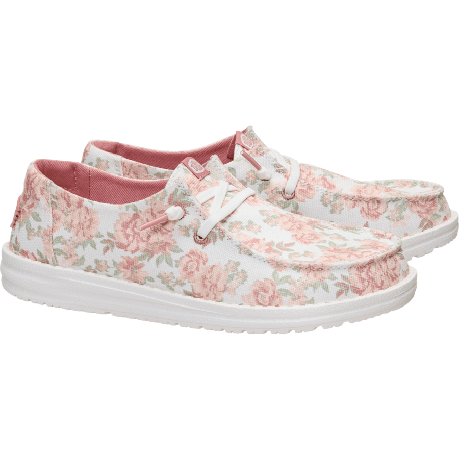 Snow White/Pink/Multi Wendy Washed Floral - Paire - HEYDUDE