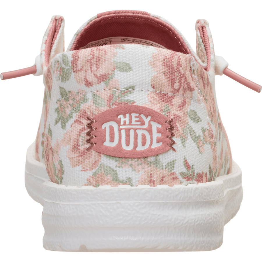 Snow White/Pink/Multi Wendy Washed Floral - En arrière - HEYDUDE