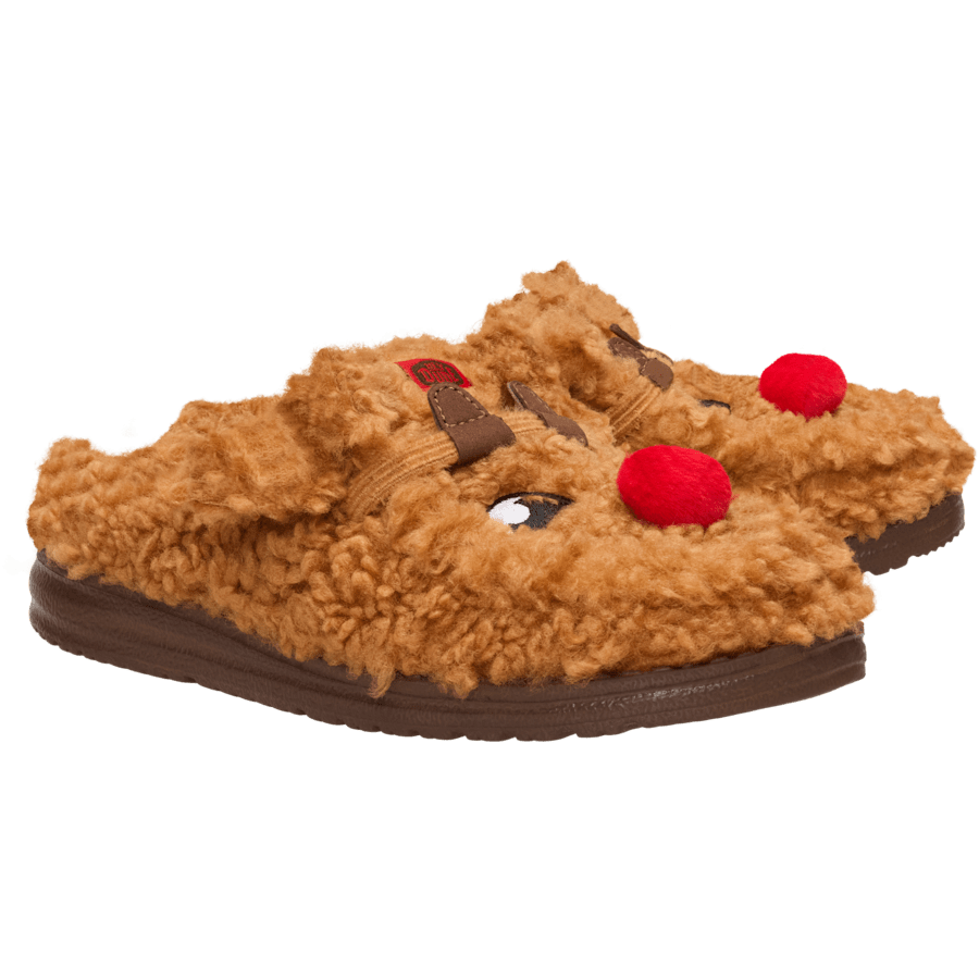 Lion Orange/Downtown Brown Wendy Slipper Cozy Reindeer - Pair - HEYDUDE