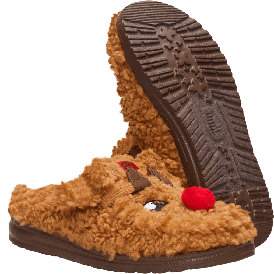 Lion Orange/Downtown Brown Wendy Slipper Cozy Reindeer - Bottom - HEYDUDE