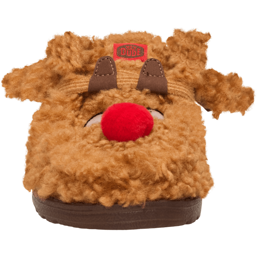 Lion Orange/Downtown Brown Wendy Slipper Cozy Reindeer - Front - HEYDUDE