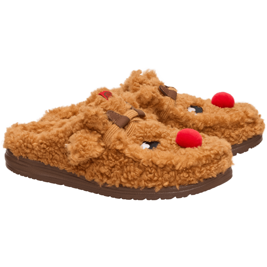 Lion Orange/Downtown Brown Wally Slipper Cozy Reindeer - Pair - HEYDUDE