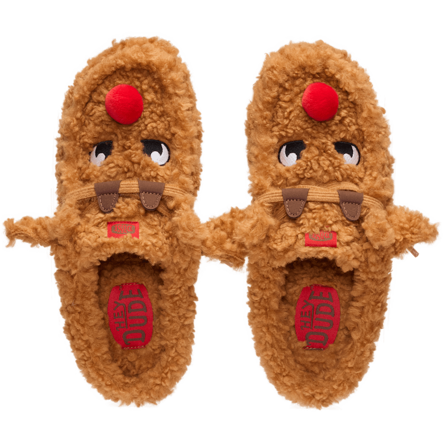 Lion Orange/Downtown Brown Wally Slipper Cozy Reindeer - Top - HEYDUDE