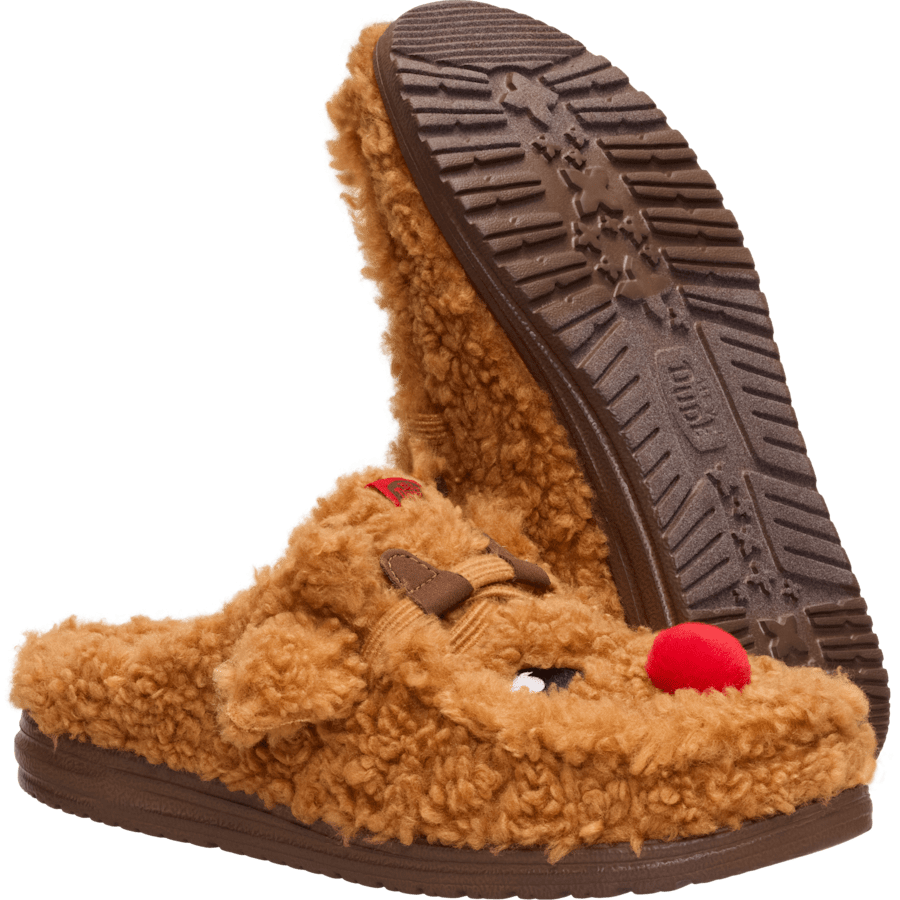 Lion Orange/Downtown Brown Wally Slipper Cozy Reindeer - Bottom - HEYDUDE