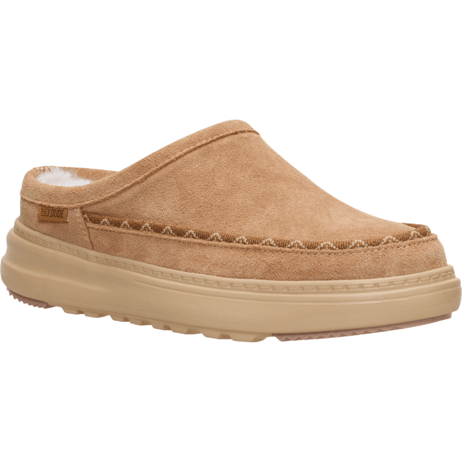 Tan Remi Toastee Clog Suede - Angle - HEYDUDE
