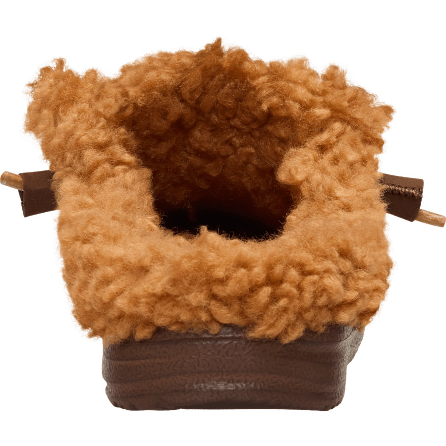 Lion Orange/Downtown Brown Wally Slipper Youth Cozy Reindeer - Back - HEYDUDE