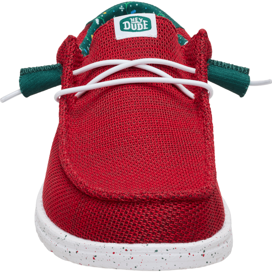 Cherry Red/Multi Wally Stretch Sox Jingle - Front - HEYDUDE