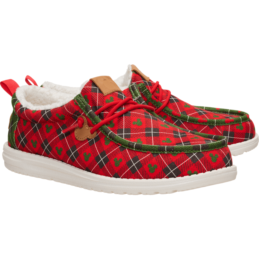 Red Plaid Wally Holiday x Disney's Mickey Mouse - Pair - HEYDUDE