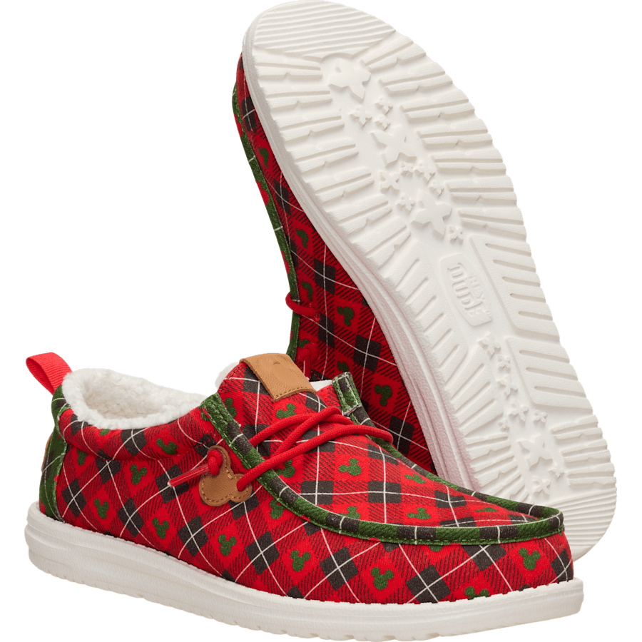 Red Plaid Wally Holiday x Disney's Mickey Mouse - Bottom - HEYDUDE