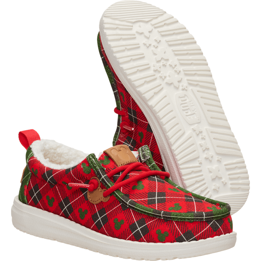Red Plaid Wally Youth Holiday x Disney's Mickey Mouse - Bottom - HEYDUDE