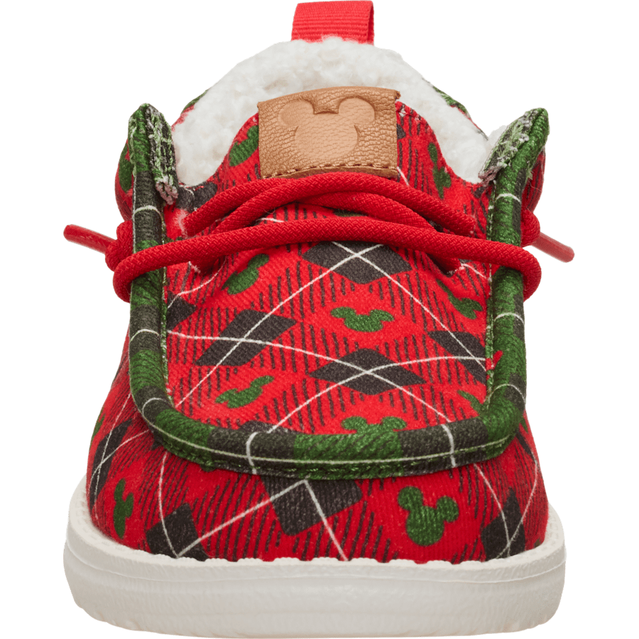 Red Plaid Wally Youth Holiday x Disney's Mickey Mouse - Front - HEYDUDE