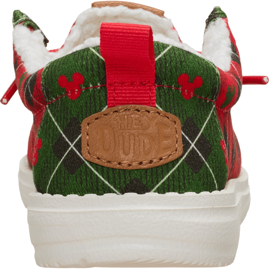 Red Plaid Wally Youth Holiday x Disney's Mickey Mouse - Back - HEYDUDE