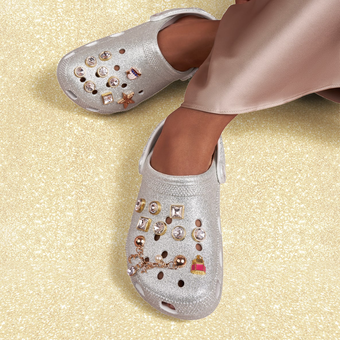 gem charms on clog