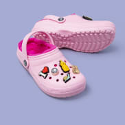 pink Crocs with bright pink inside