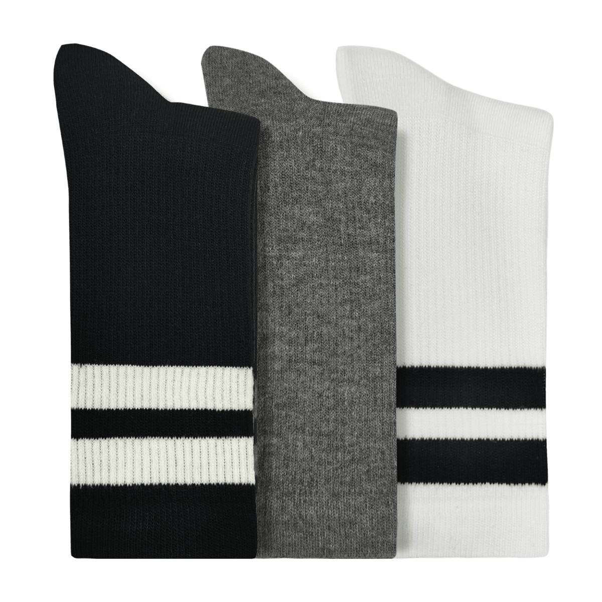 Large Stripe Crew Crocs Socks 3 Pack