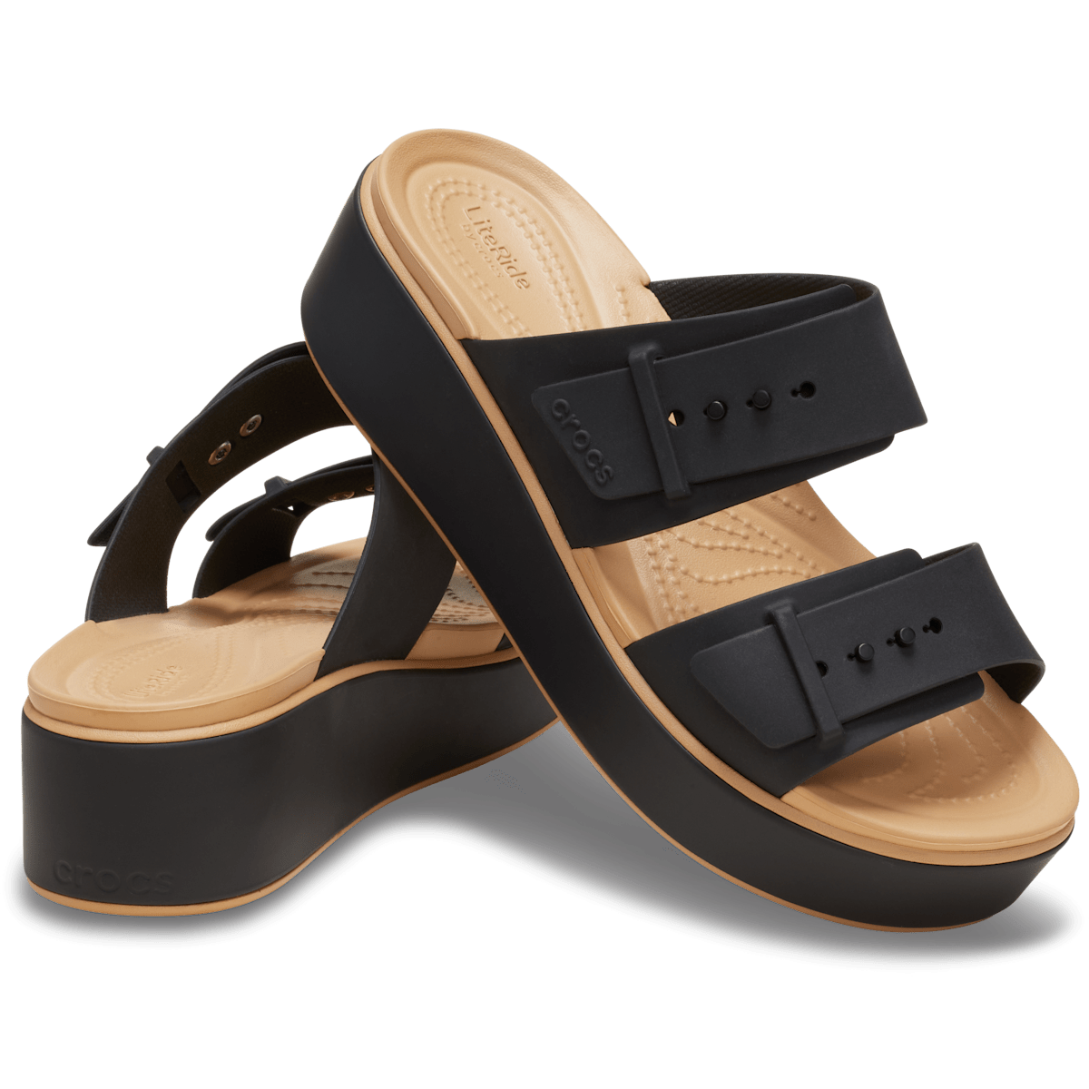 Brooklyn Buckle Low Wedge Matte Wrap Sandal