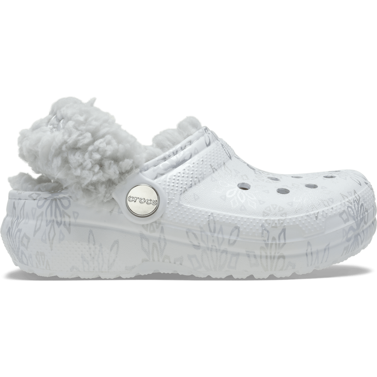 Toddlers Classic Metallic Snowflakes Fleece Lined Clog