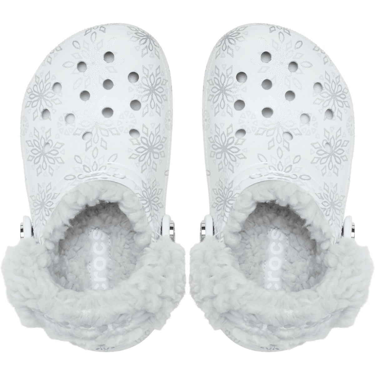Toddlers Classic Metallic Snowflakes Fleece Lined Clog