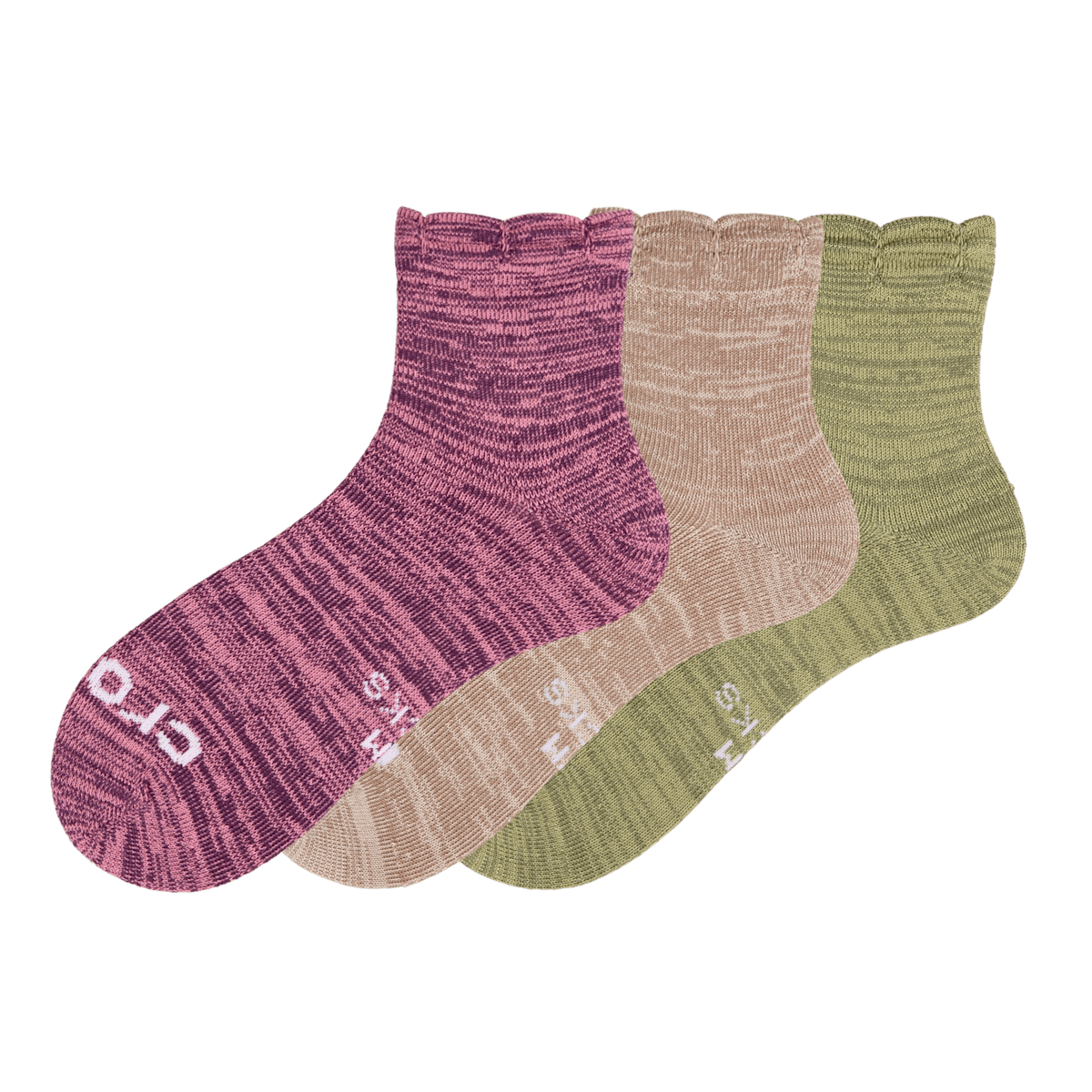 Scallop Puff Socks 3PK