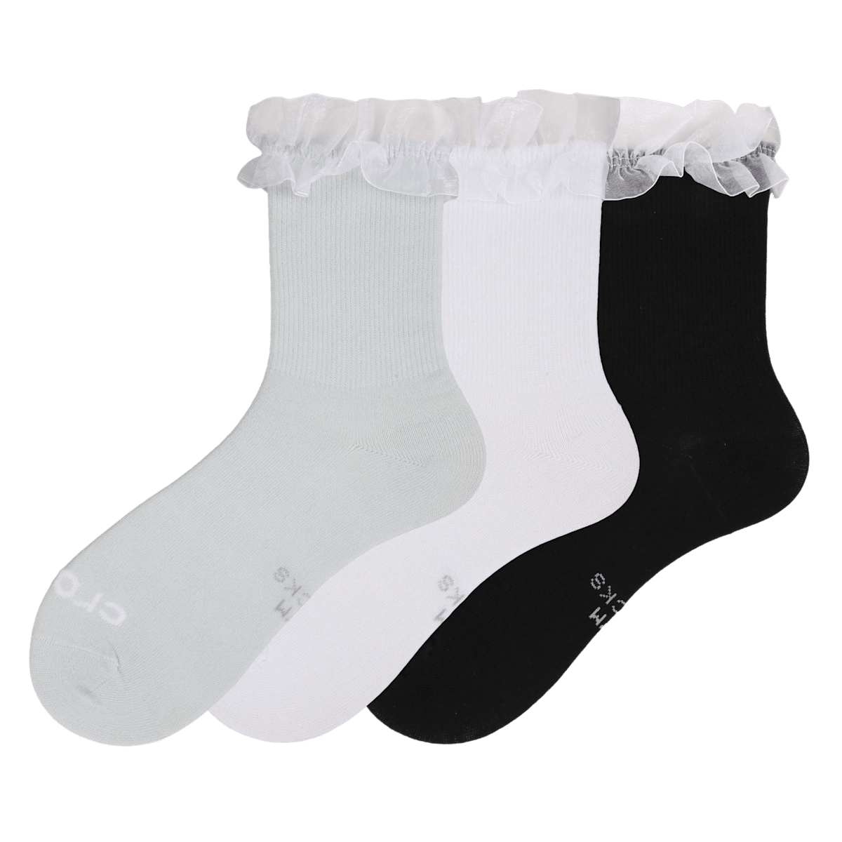 Ruffle Mid Crew Socks 3PK