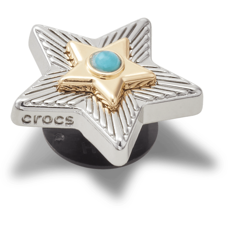 シューティングスターデザインチャーム QVC jibbitz-silver-turquoise-star