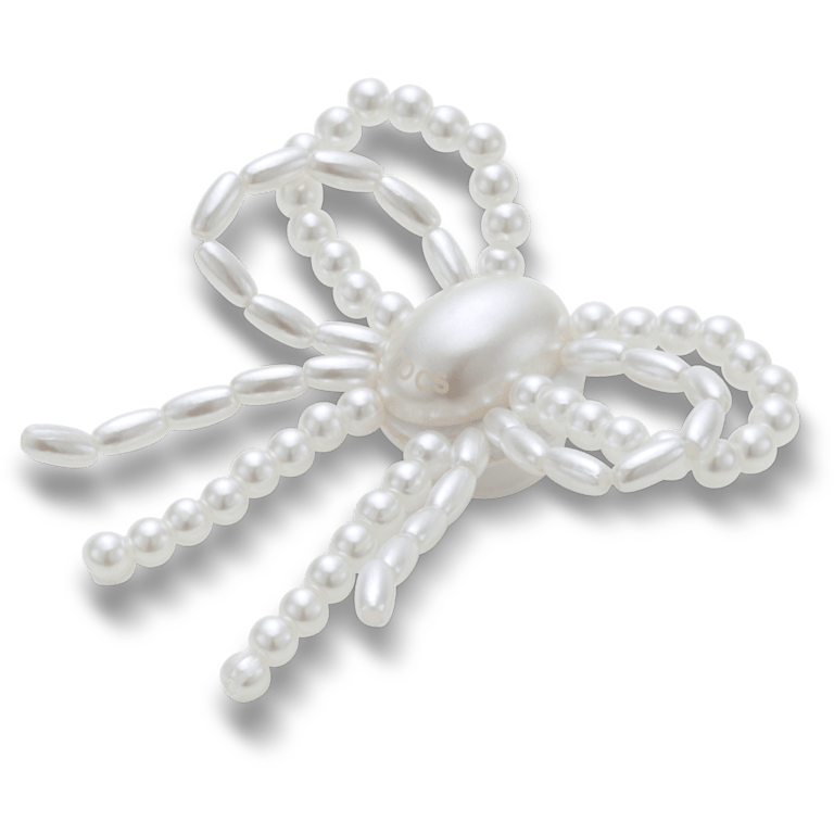 クロックス公式】ホワイト パール ビーデッド ボウ | ジビッツ