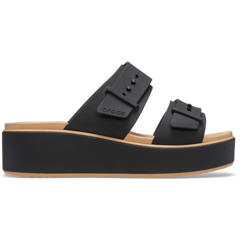 つかめるかも Brooklyn Buckle Matte Wrap Low Wedge - Crocs
