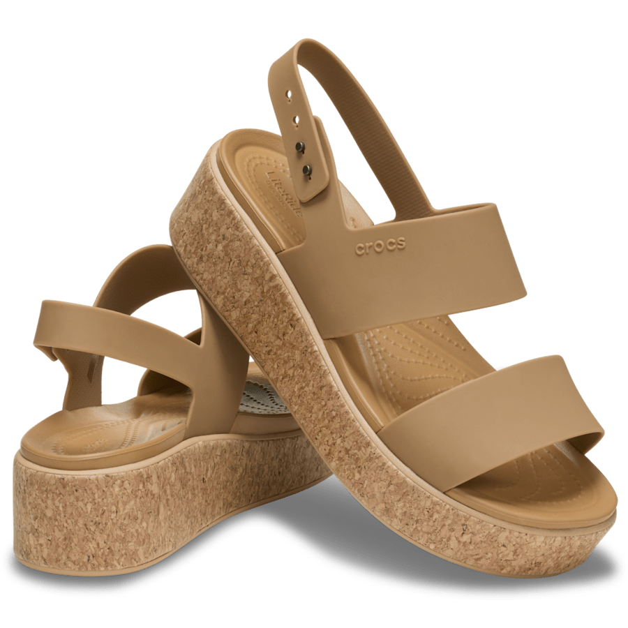 ［ララ】クロックス　brooklyn mid wedge 厚底サンダル Brooklyn Low Wedge Cork Sandal - Crocs