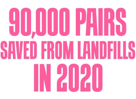 90,000 pairs saved from landfills in 2020.