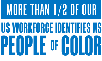 More than 1/2 of our US workforce identifies as people of color.