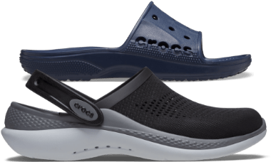 Baya Slide in the color Navy and Literide 360 Pacer in the color Black/Slate Grey
        